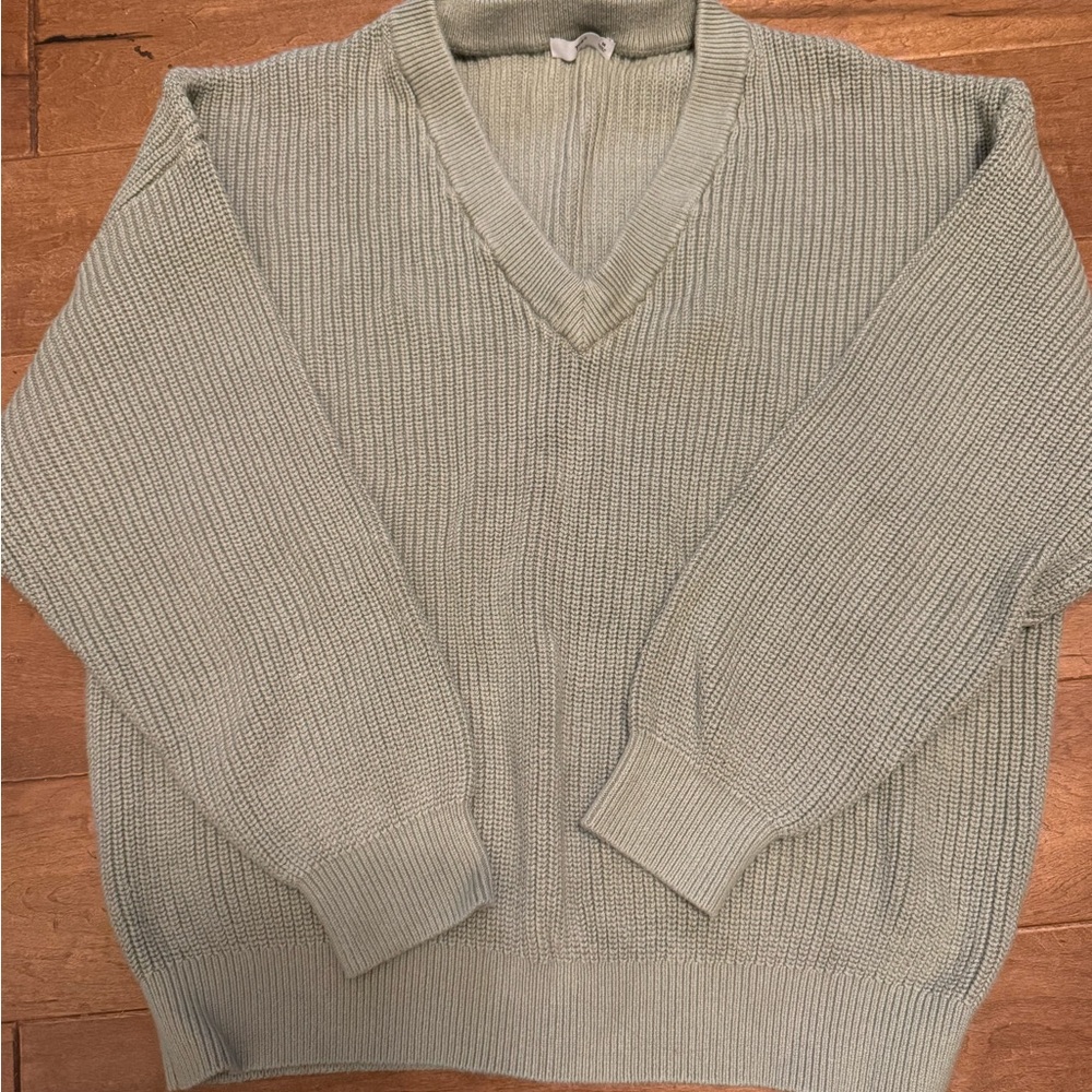 Women’s TNA V-Neck Green Knit Sweater | Size M | VGUC